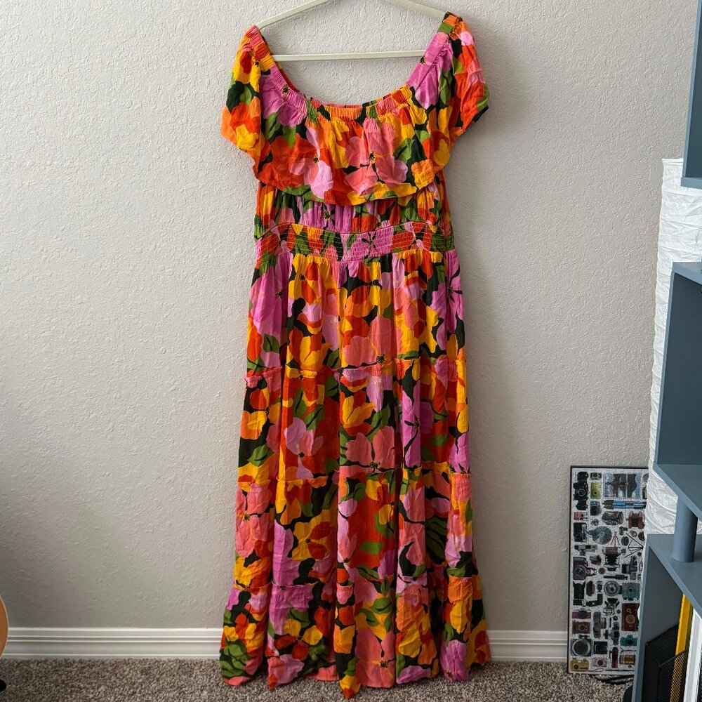 Terra & Sky Pink and Orange Floral Maxi Dress